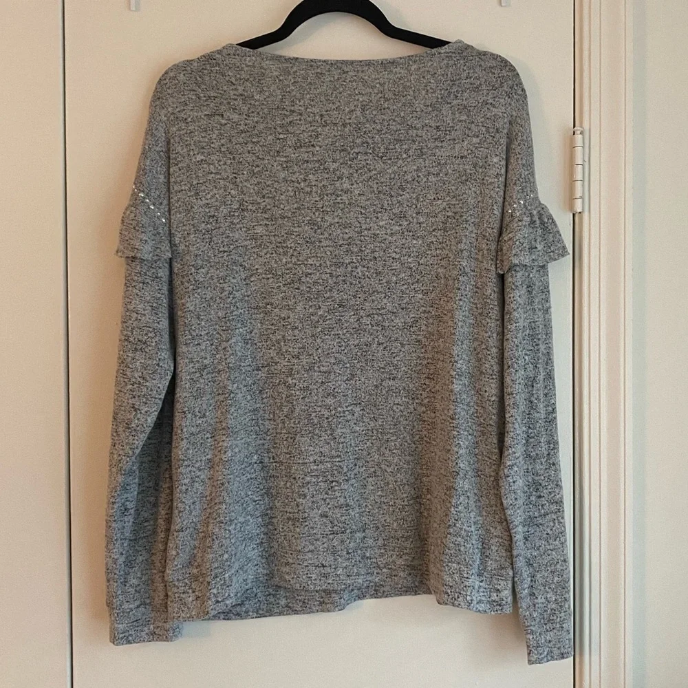 Juicy Couture Grey Long Sleeve Sweater with Embossed Sleeves Size L - Picture 5 of 5